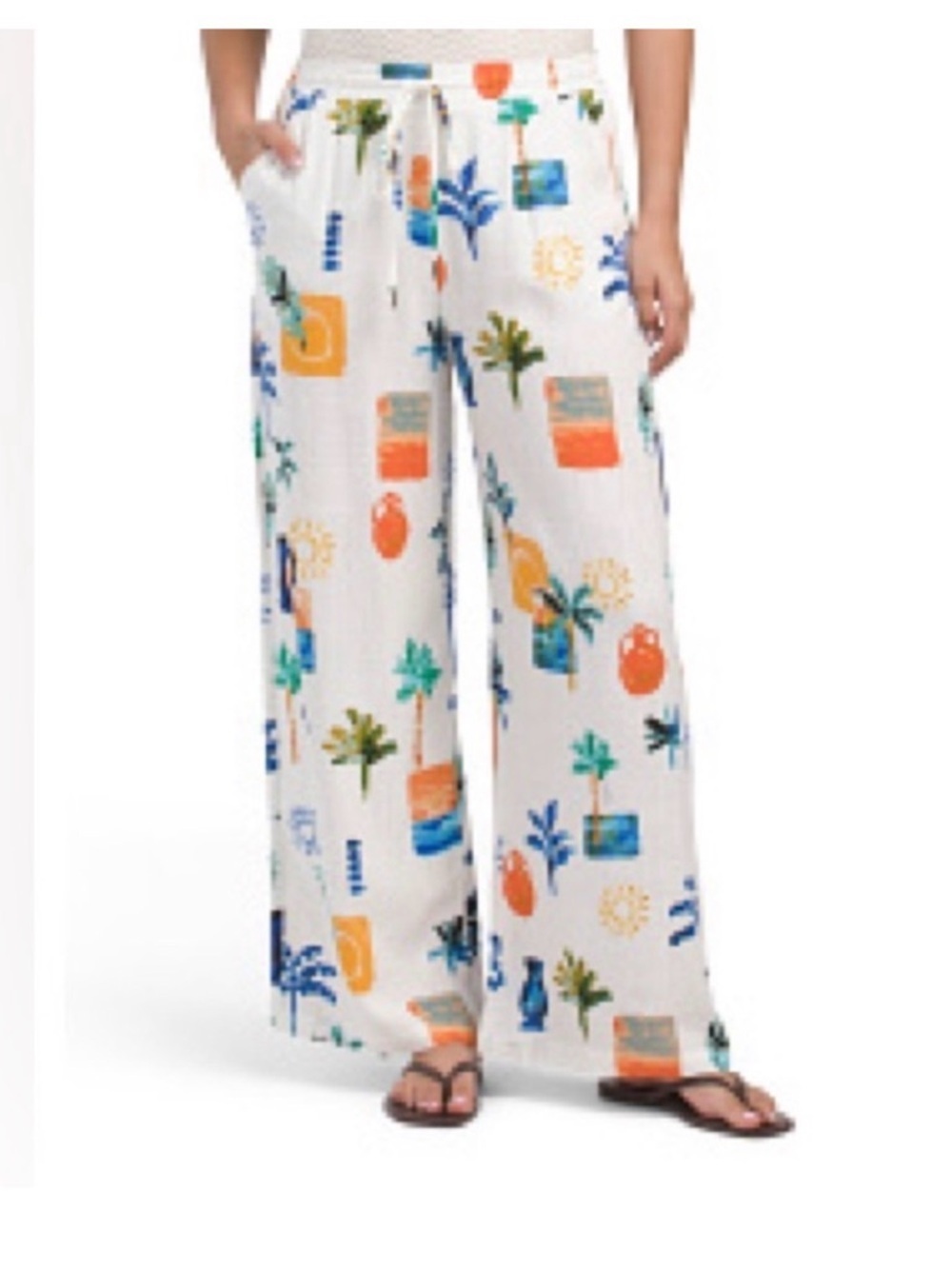 NWT Anthropologie Label of Love Tropical Mari Posa Linen Pants, Medium
